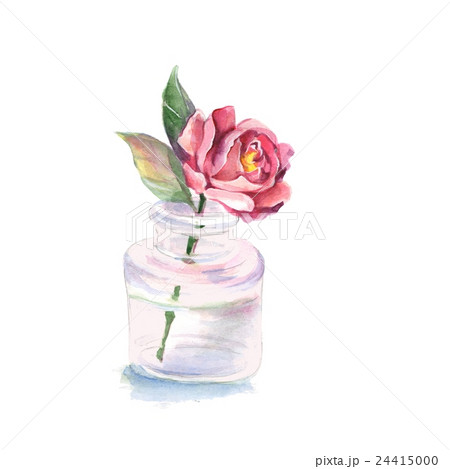 玻璃花瓶水彩水彩畫插圖素材