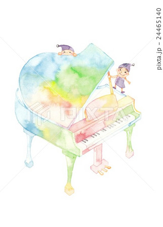 鍵盤 虹色 水彩画 楽器のイラスト素材 - PIXTA