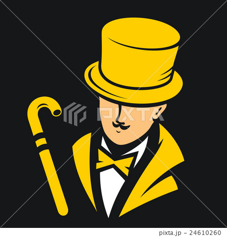 タキシード 男性 ハット 蝶ネクタイのイラスト素材