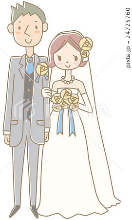 結婚 ドレス タキシード 新郎のイラスト素材