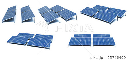 ソーラーパネル セット バリエーション 太陽光パネルのイラスト素材