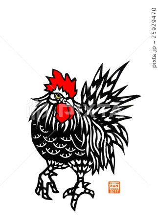 年賀状 17 酉年 切り絵のイラスト素材