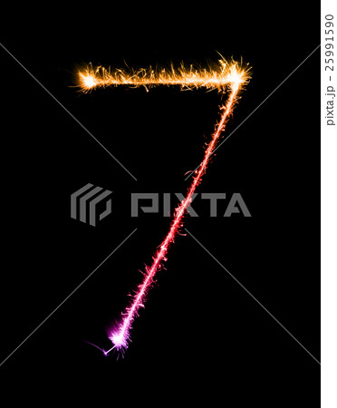 デジタル 数字 花火 火花の写真素材 デジタル 数字 花火 火花の写真素材