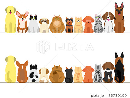犬 猫 ライン セットのイラスト素材 Pixta