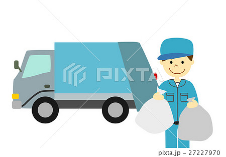 ゴミ収集車と作業員のイラスト素材 27227970 Pixta