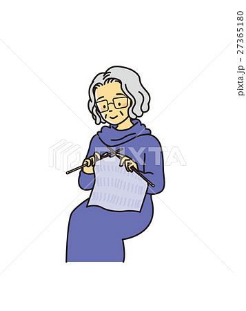 シニア お婆さん 女性 編み物のイラスト素材 - PIXTA, 画像サイズ:357x450