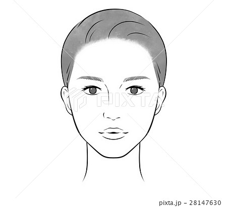女性 人物 顔 モノクロのイラスト素材