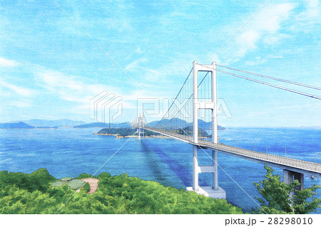 来島海峡大橋のイラスト素材