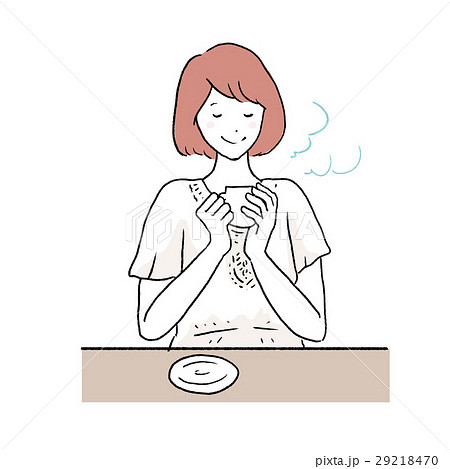紅茶 コーヒー 飲む 女性 ティータイム イラストのイラスト素材