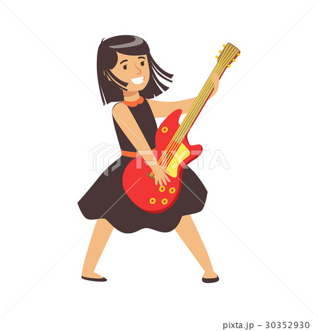 ギター 女の子 女子 少女のイラスト素材