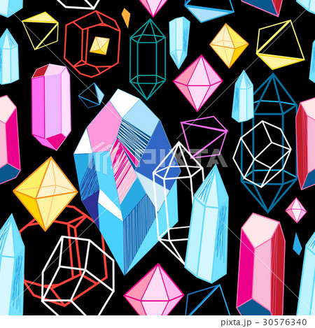 宝石 ダイヤモンド クリスタル カラフルのイラスト素材