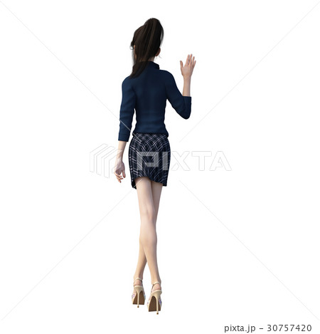 ポニーテール 後姿 女性 背中のイラスト素材