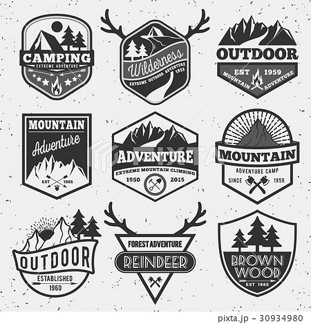 冒険 シンボルマーク ロゴ キャンプのイラスト素材