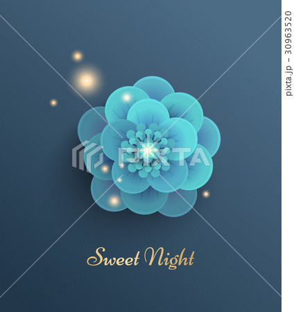 フラワー 花 イラスト ターコイズブルーのイラスト素材