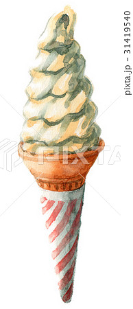 ソフトクリーム リアル アイスクリーム コーンのイラスト素材