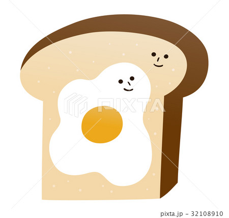 目玉焼きトースト かわいいのイラスト素材