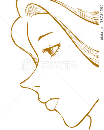 人物 女性 横顔 伏し目のイラスト素材