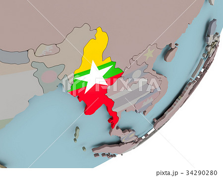 ビルマ 国旗の写真素材