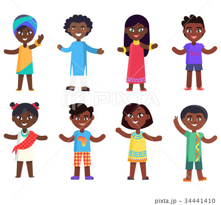 アフリカ人 ベクトル 女の子 布のイラスト素材