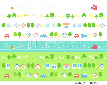 街 ライン 街並み 素材のイラスト素材