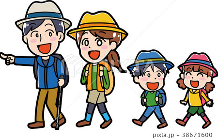 ハイキング 山登り 男の子 人物のイラスト素材