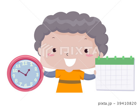 子供 時計 時間 勉強のイラスト素材