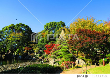 花畑記念庭園 花畑公園 日本庭園 桜花亭の写真素材
