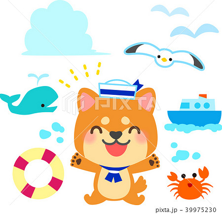 浮き輪 犬 柴犬 楽しいのイラスト素材 - PIXTA