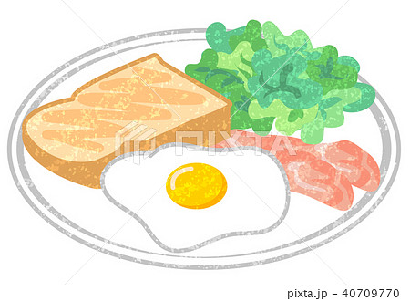 朝食 洋食 目玉焼き トーストのイラスト素材