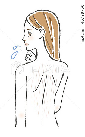 女性 背中 悩み ムダ毛のイラスト素材