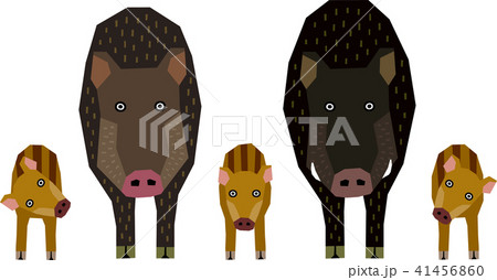 猪 動物 正面 イノシシのイラスト素材