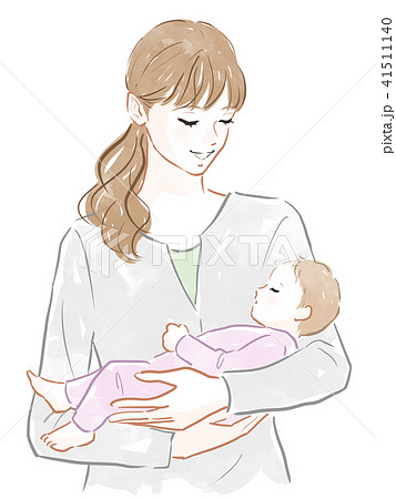 子供 抱っこ 母親 育児のイラスト素材