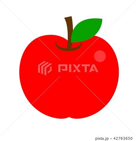 りんご かわいい 白バック イラストの写真素材 Pixta