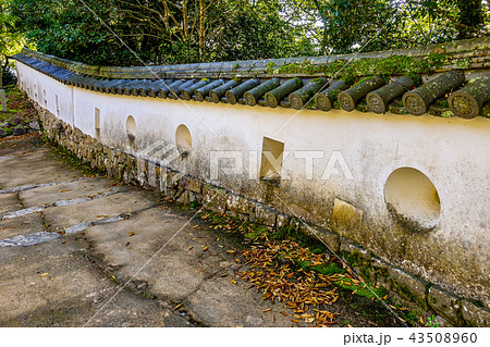 備中松山城 お城 城 塀の写真素材