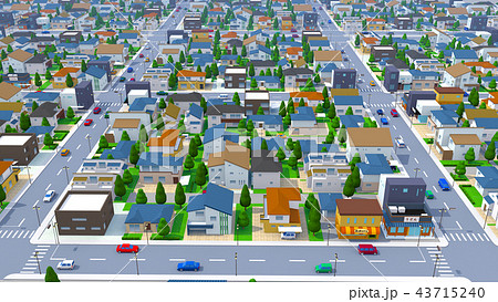 住宅街のイラスト素材