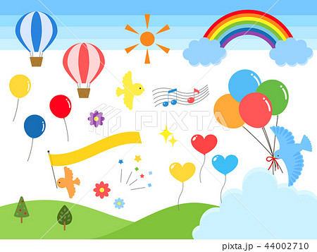 虹 風船 気球 空のイラスト素材
