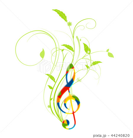 音符 フラワーアレンジメント 花 背景イラストのイラスト素材