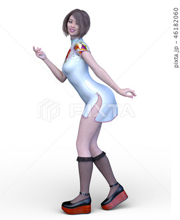 チャイナドレス ポーズのイラスト素材