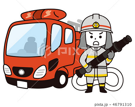 消防車 消防士のイラスト素材