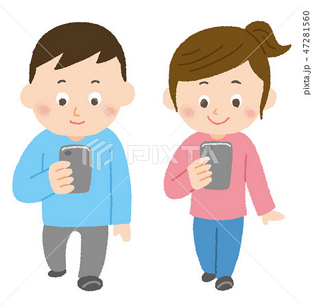 ながらスマホのイラスト素材 ながらスマホのイラスト素材