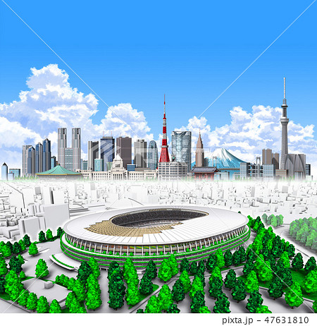 東京 オリンピック 新国立競技場 競技場のイラスト素材