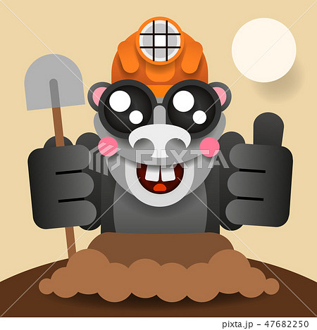 穴掘りのイラスト素材