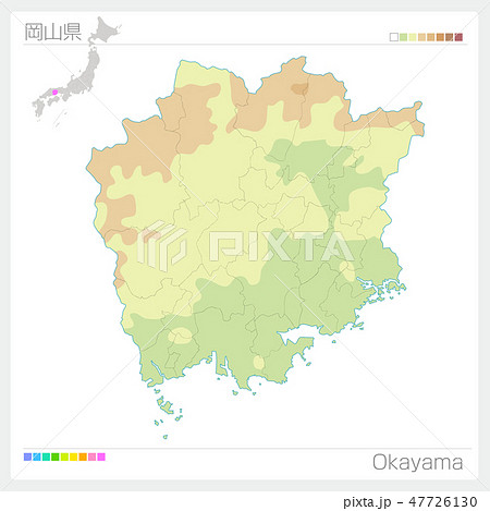 岡山県 岡山 地図 ベクターのイラスト素材