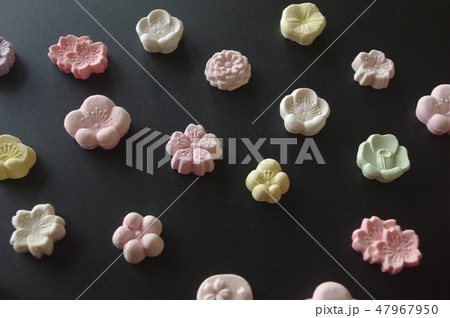 落雁 らくがん 梅の花 砂糖菓子の写真素材