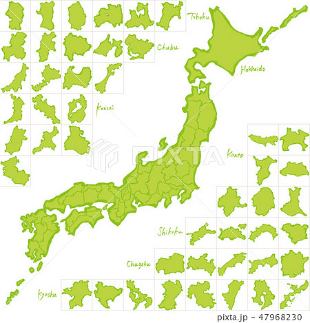 日本地図 日本 地図 手書きのイラスト素材