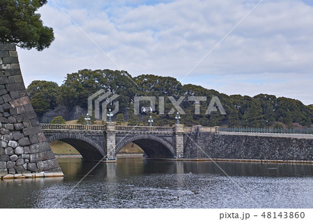 皇居 二重橋 橋 江戸城の写真素材