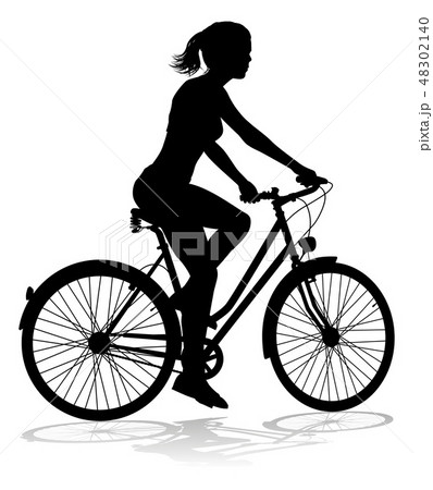 女性 シルエット 自転車 サイクリングのイラスト素材