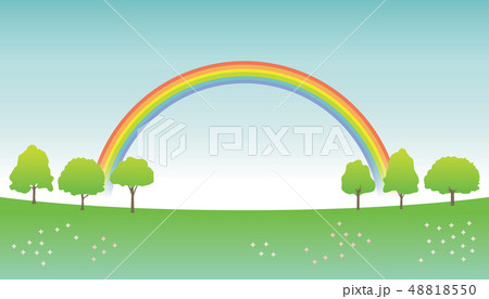 初夏 虹 草原 ベクターのイラスト素材