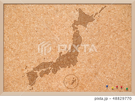 日本地図 都道府県 コルク 日本列島のイラスト素材
