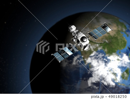 人工衛星 地球 通信 宇宙のイラスト素材